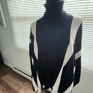 Black and White Shrug with Color Block Design